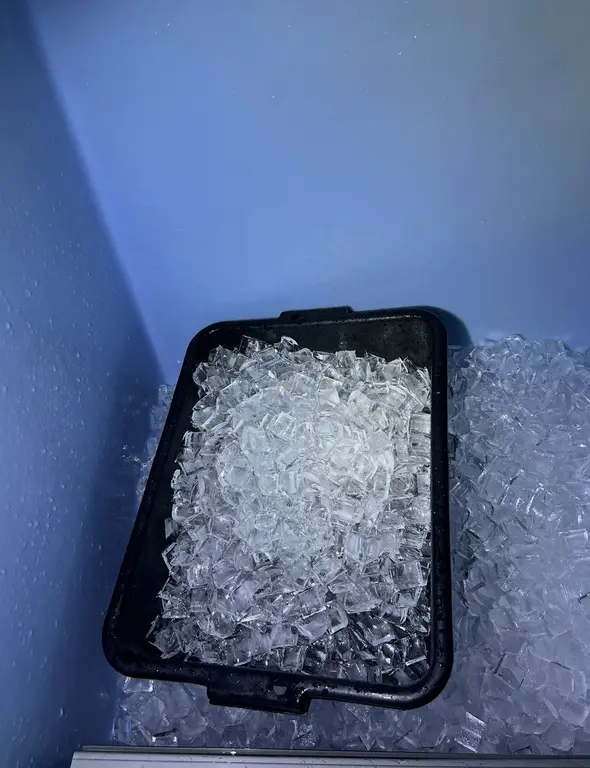 Ice bin full of clear ice after Hoshizaki repair - full production restored