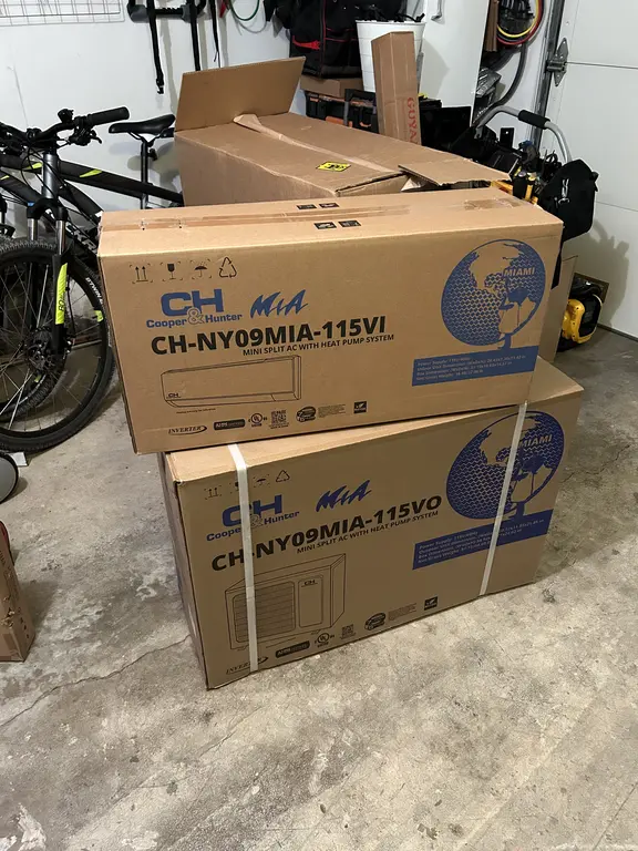 Cooper and Hunter MIA 9K BTU mini-split equipment before installation