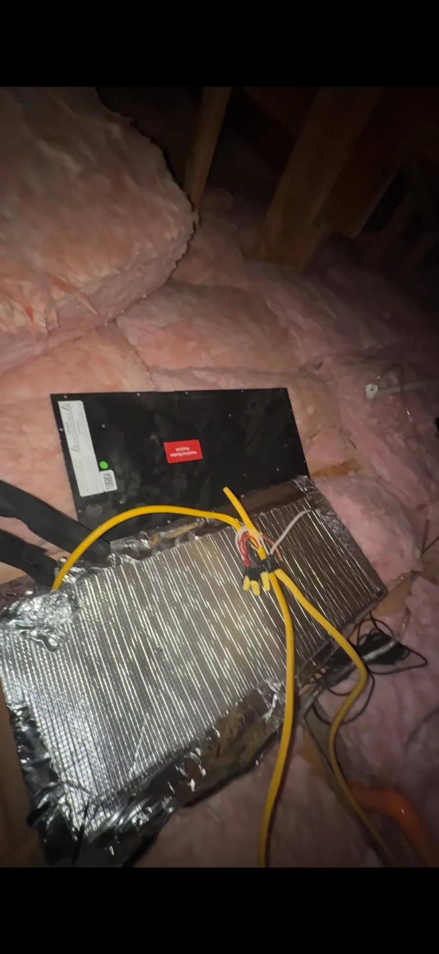 Wine cellar cooling evaporator with access cover not installed by previous installer